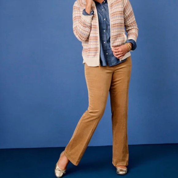 TALBOTS Cotton Stretch Corduroy Straight Leg Pants in Almond Buff US Sz 16P - Picture 1 of 12